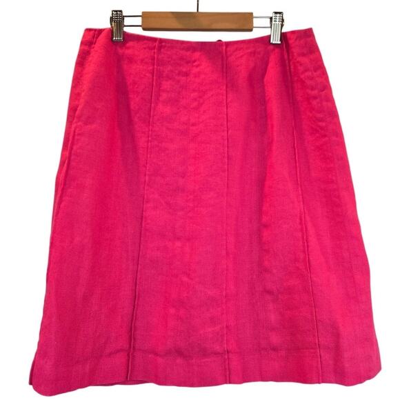 Talbots Irish Linen Bright Pink Lined Skirt Womens 10P - Picture 1 of 9